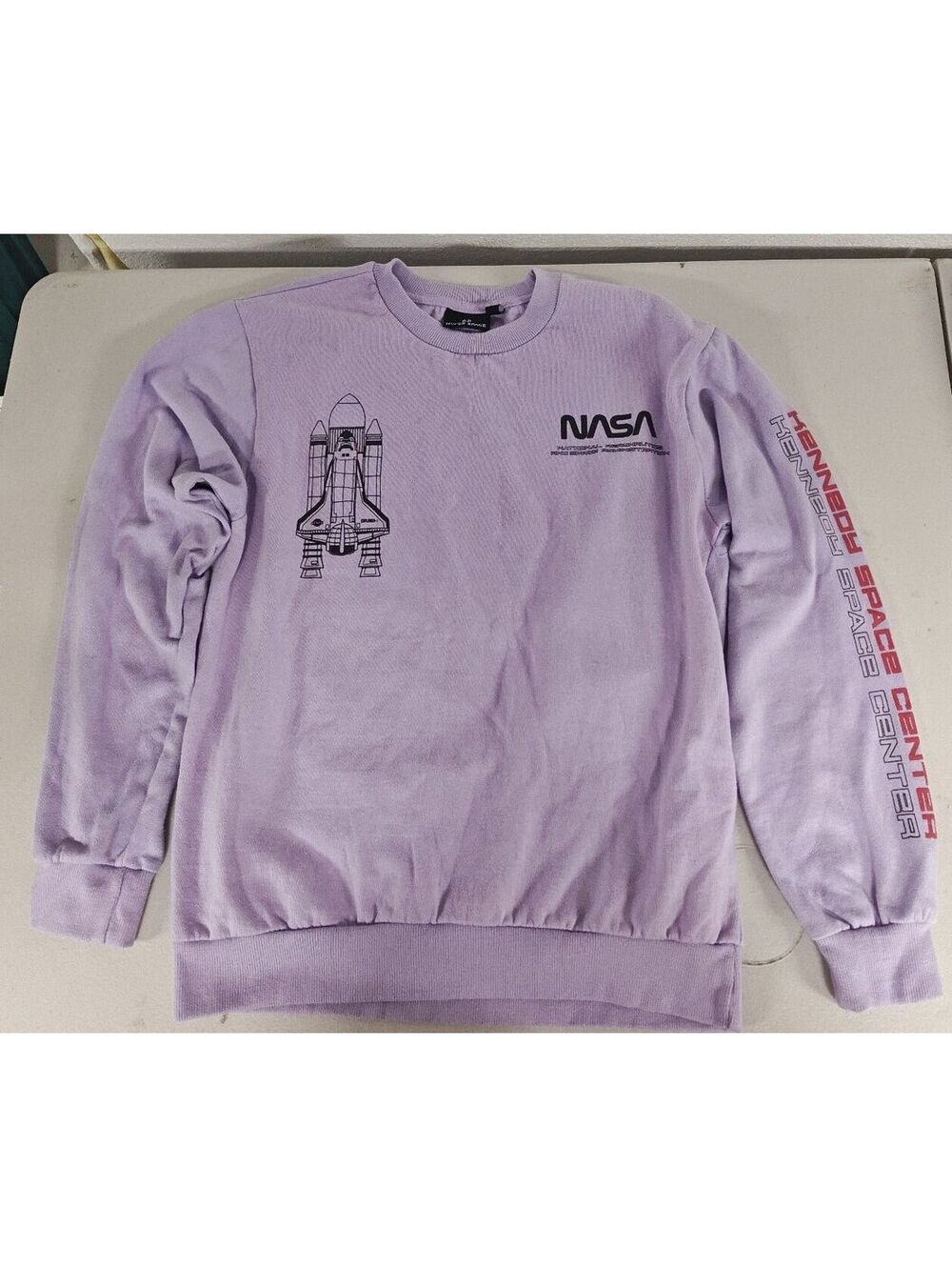 NASA Kennedy Space Center Hyper Space Mission Space Sweatshirt Purple Size L